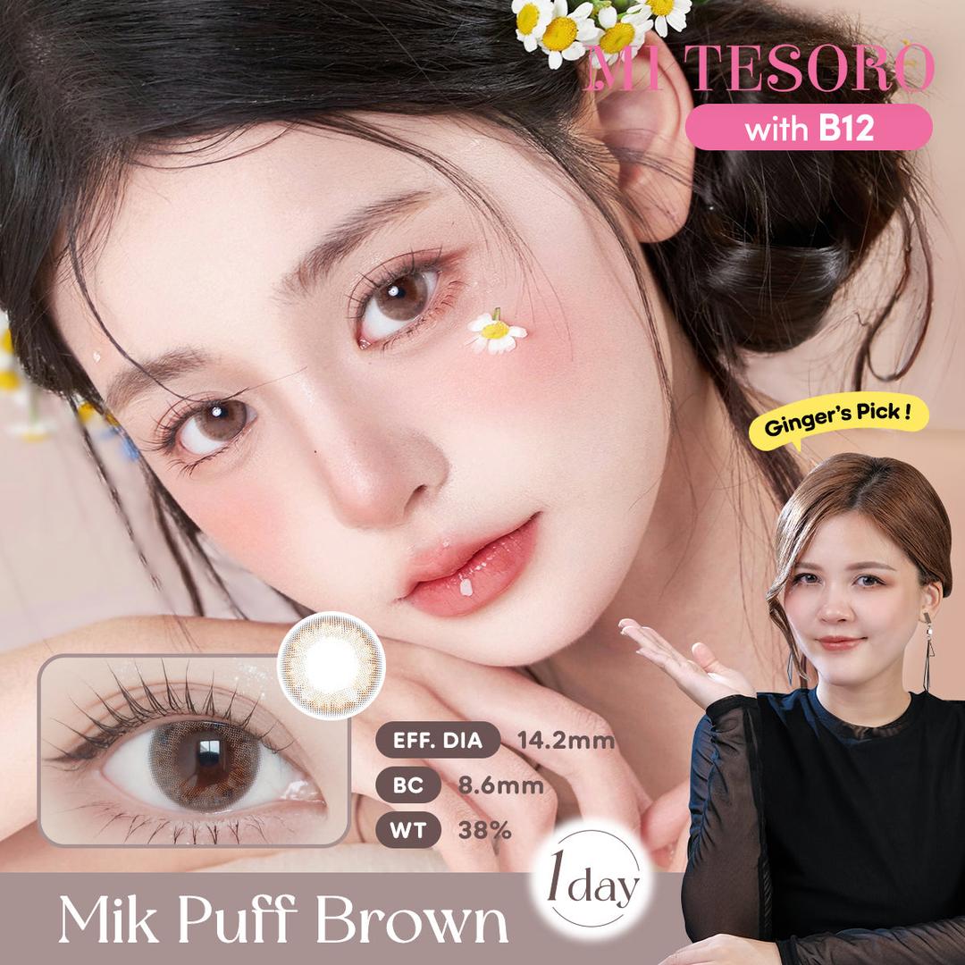 Milk Puff Brown-Mi Tesoro 1 Day Color Con 10pcs (Eff dia:14.2mm)