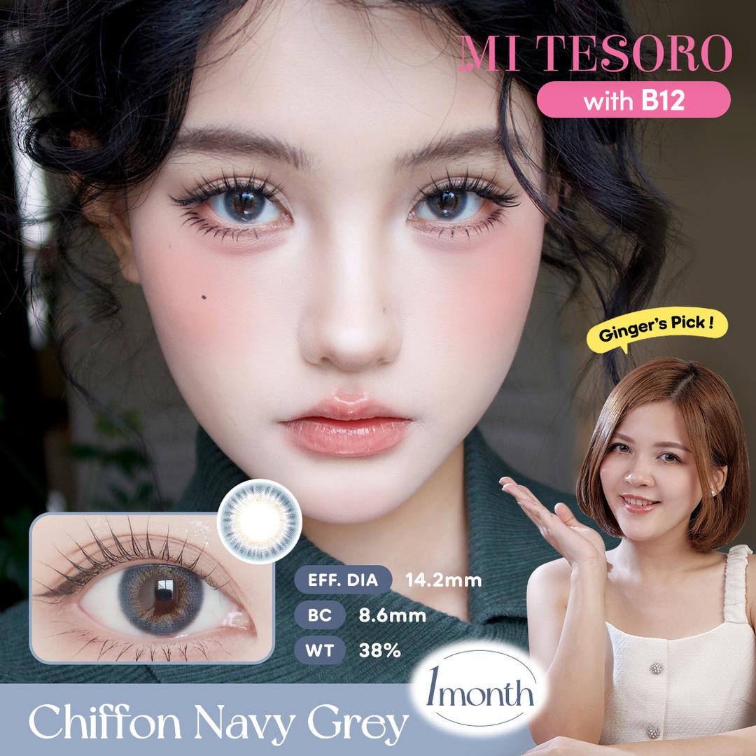 Chiffon Navy Grey-Mi Tesoro Monthly Color Con 2pcs (Eff dia:14.2mm)