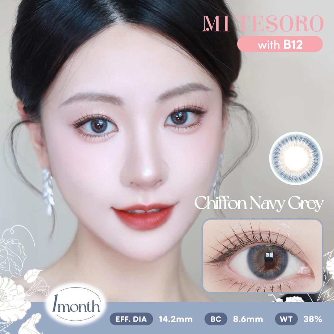 Chiffon Navy Grey-Mi Tesoro Monthly Color Con 2pcs (Eff dia:14.2mm)