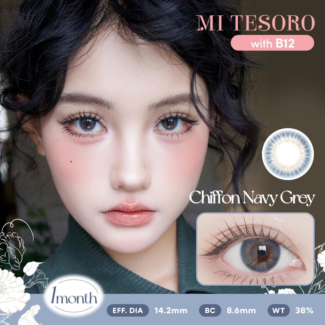 Chiffon Navy Grey-Mi Tesoro Monthly Color Con 2pcs (Eff dia:14.2mm)