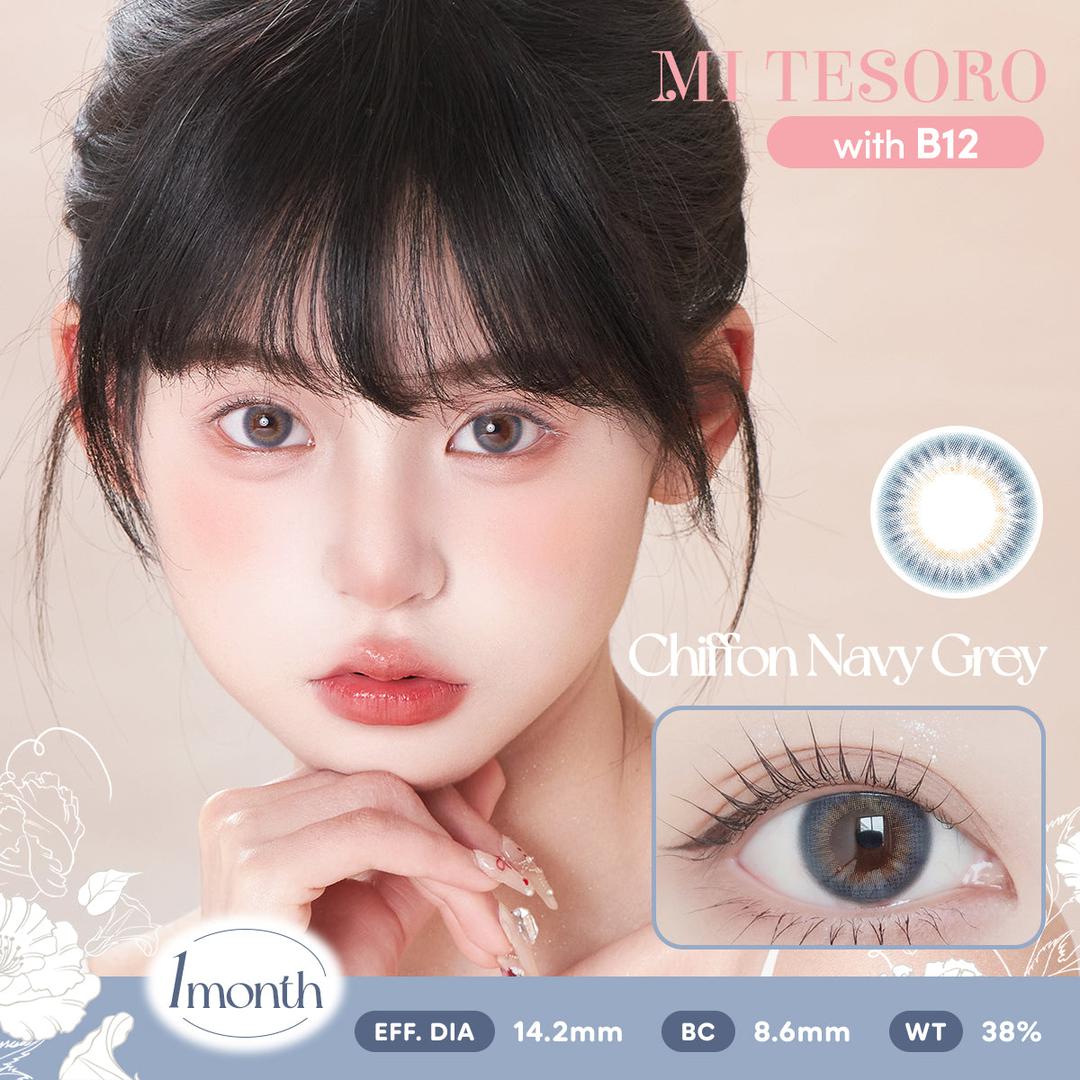 Chiffon Navy Grey-Mi Tesoro Monthly Color Con 2pcs (Eff dia:14.2mm)
