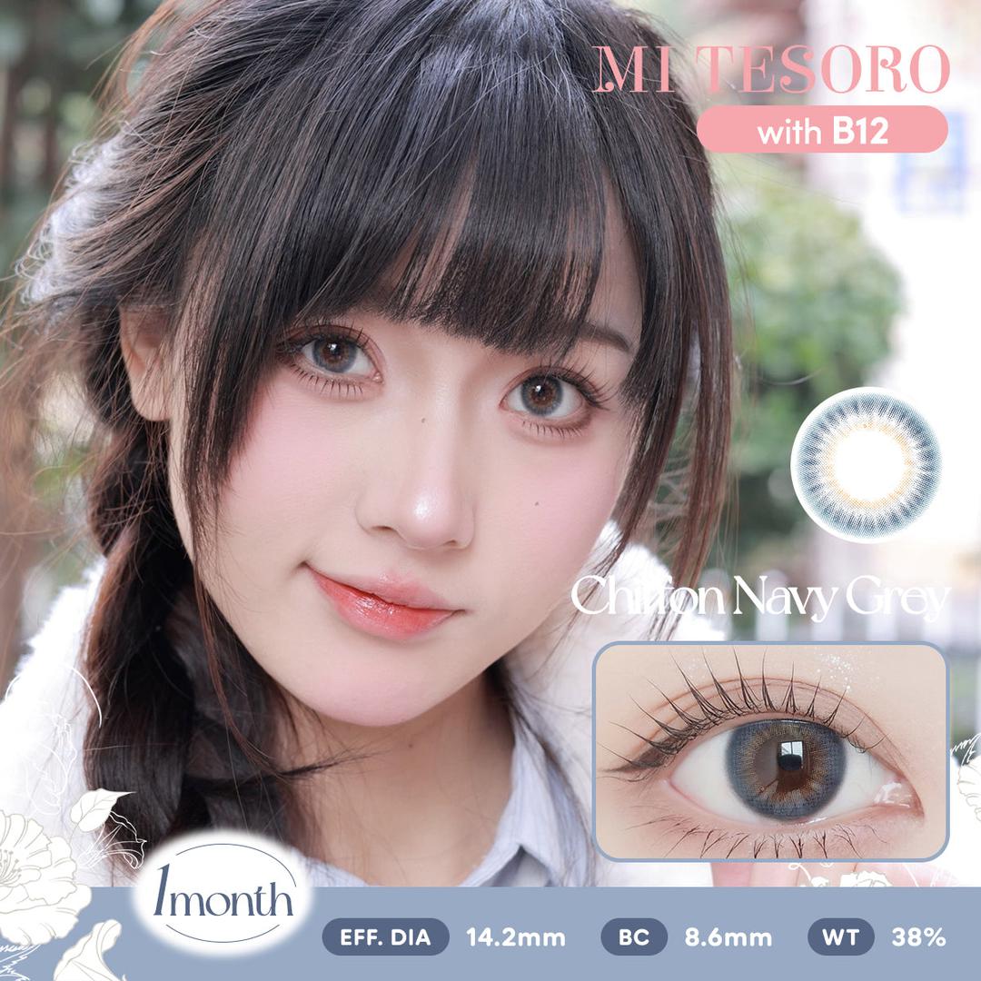 Chiffon Navy Grey-Mi Tesoro Monthly Color Con 2pcs (Eff dia:14.2mm)