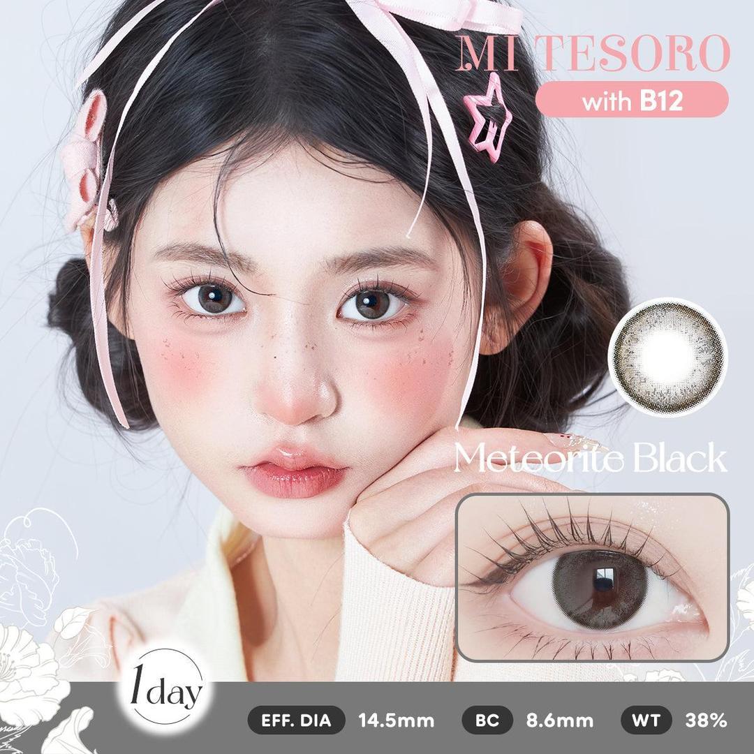 🎁 (Trial Pack)Meteorite Black-Mi Tesoro 1 Day Color Con 2pcs (Eff dia:14.5mm) (100% off)