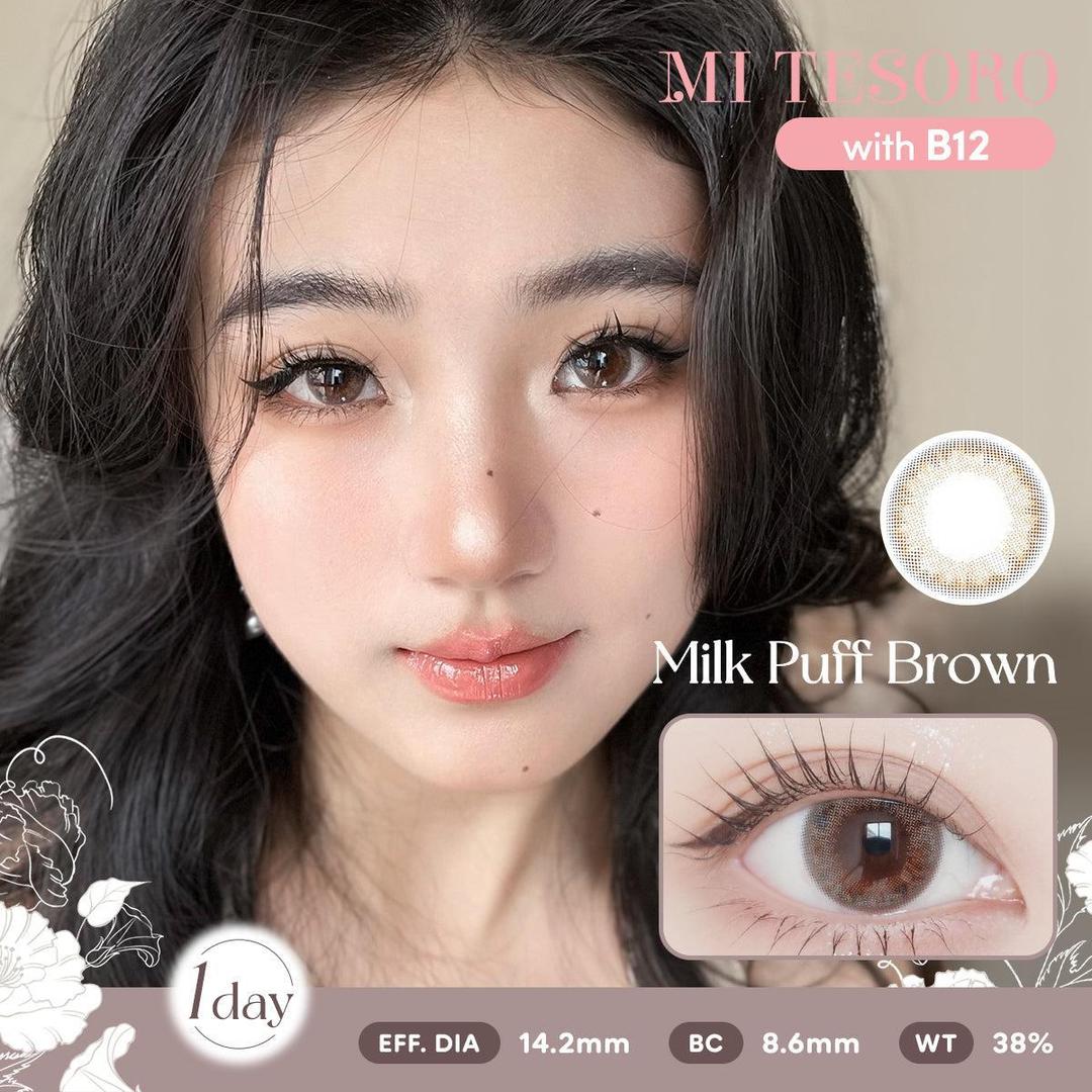 Milk Puff Brown-Mi Tesoro 1 Day Color Con 10pcs (Eff dia:14.2mm)