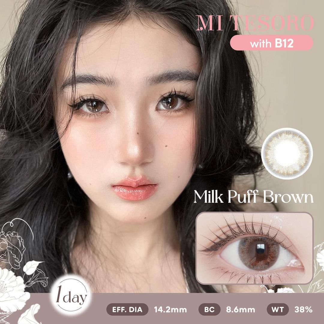 Milk Puff Brown-Mi Tesoro 1 Day Color Con 10pcs (Eff dia:14.2mm)