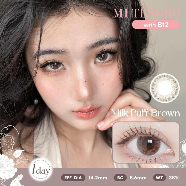 (Trial Pack)Milk Puff Brown-Mi Tesoro 1 Day Color Con 2pcs