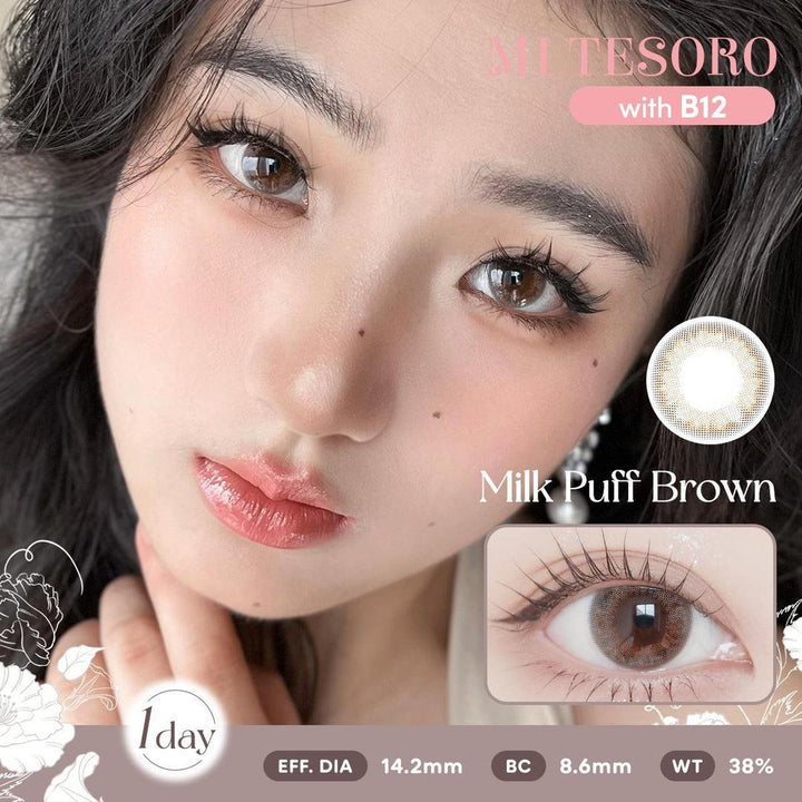 (Trial Pack)Milk Puff Brown-Mi Tesoro 1 Day Color Con 2pcs