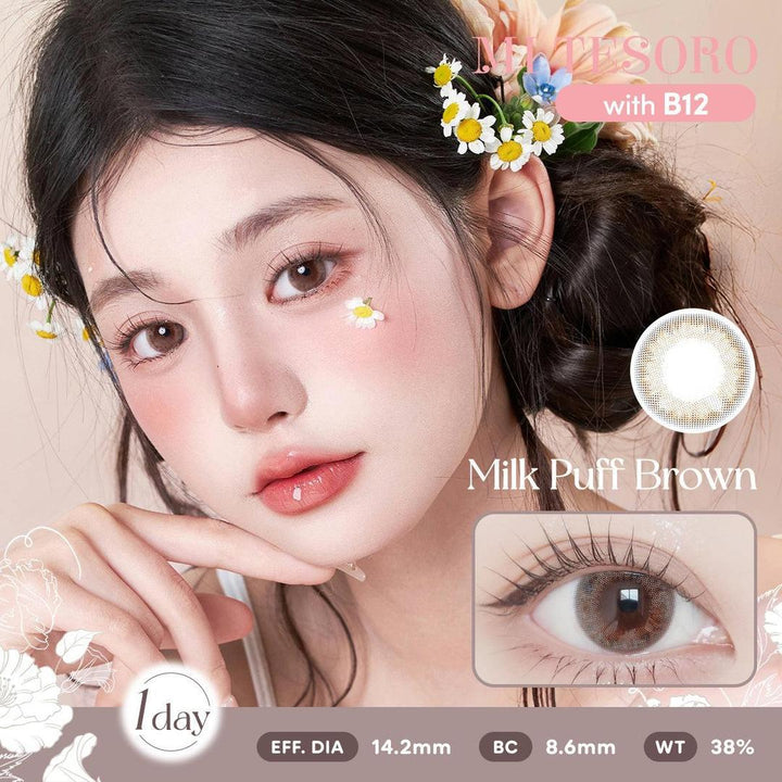 (Trial Pack)Milk Puff Brown-Mi Tesoro 1 Day Color Con 2pcs