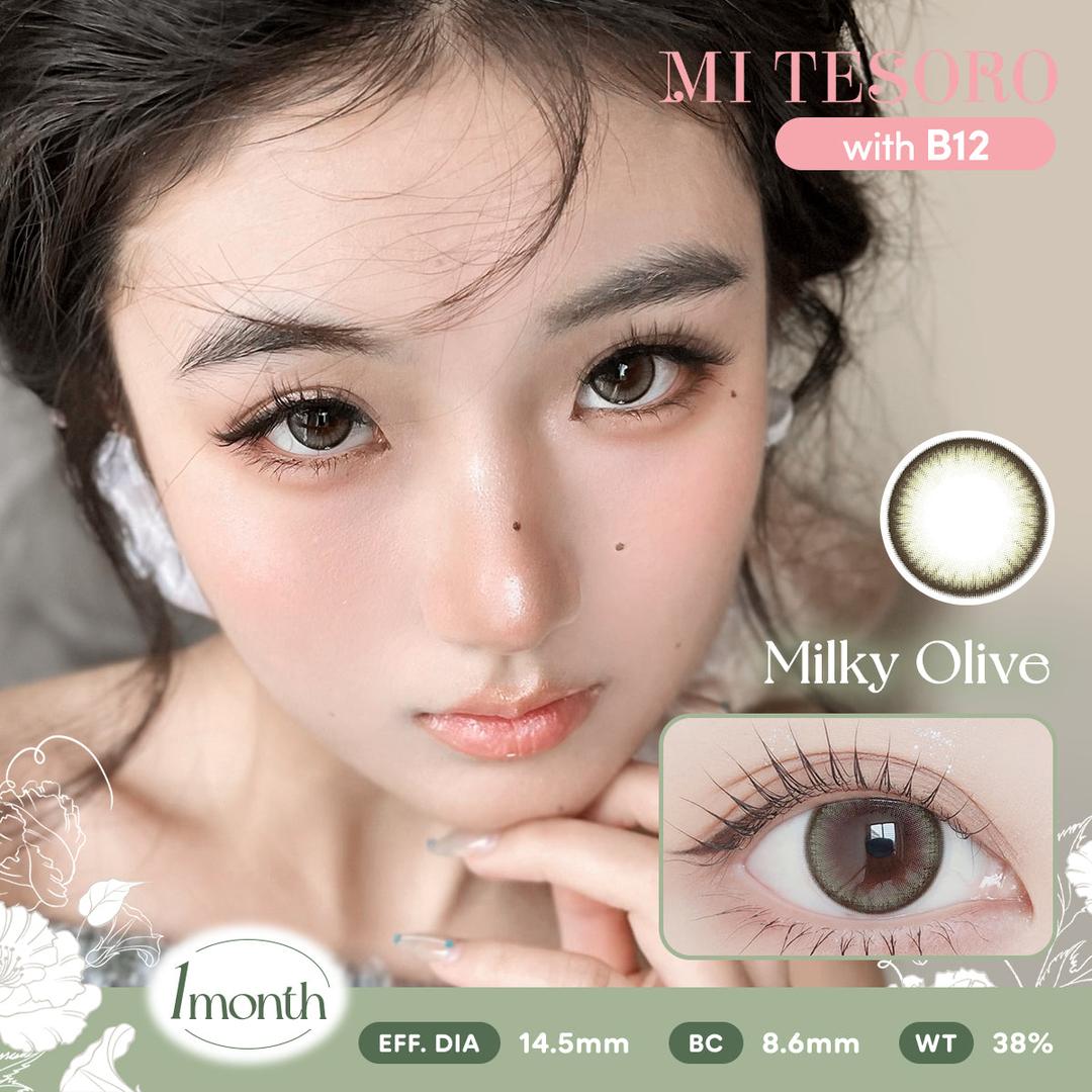 Milky Olive-Mi Tesoro Monthly Color Con 2pcs (Eff dia:14.5mm)