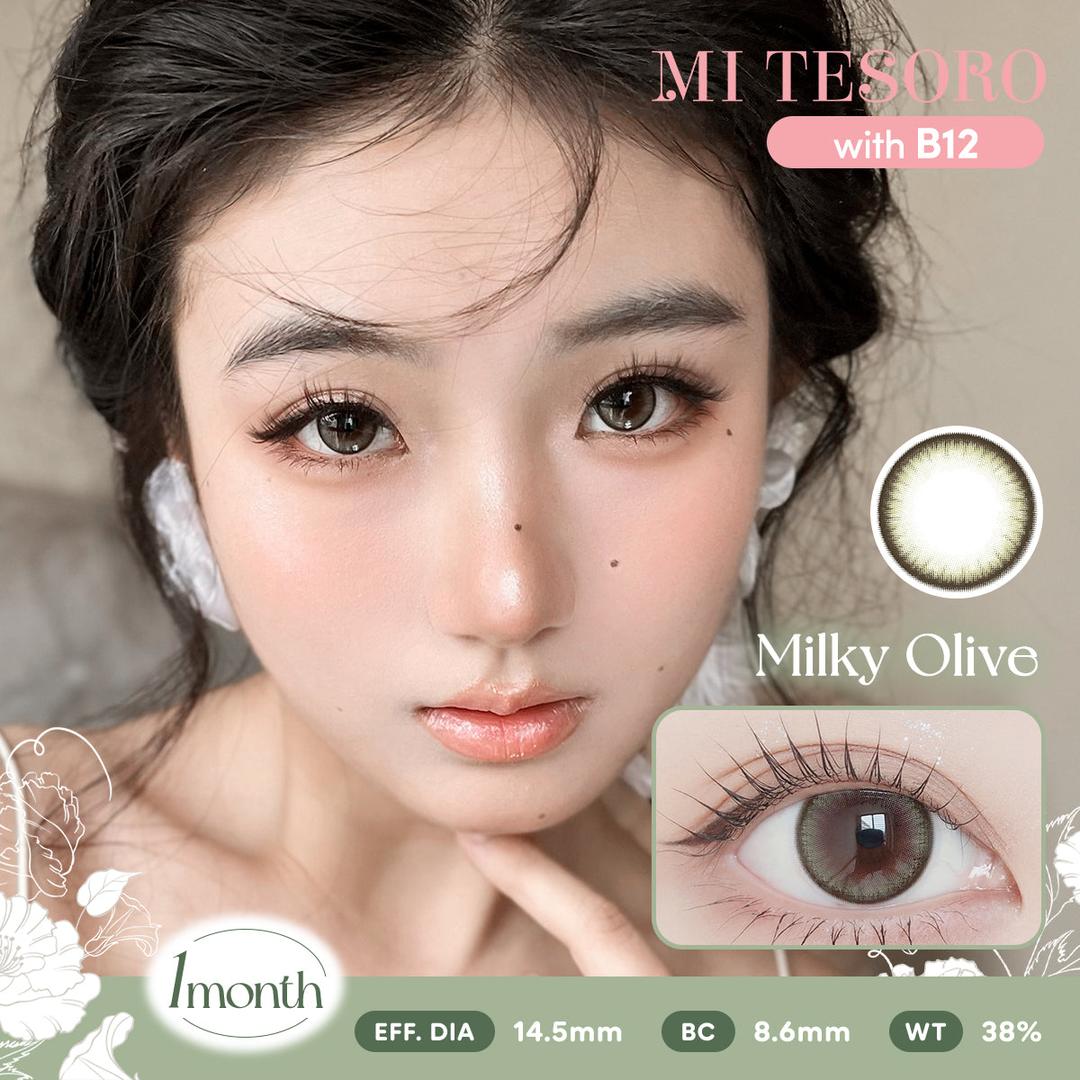 Milky Olive-Mi Tesoro Monthly Color Con 2pcs (Eff dia:14.5mm)