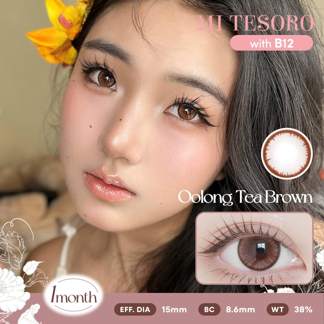 Oolong Tea Brown-Mi Tesoro Monthly Color Con 2pcs (Eff dia:15mm)