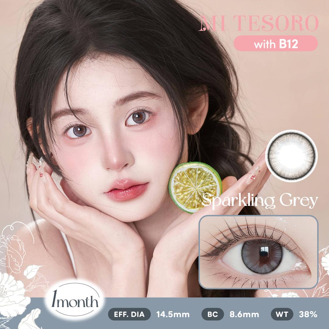 Sparkling Grey-Mi Tesoro Monthly Color Con 2pcs (Eff dia:14.5mm)