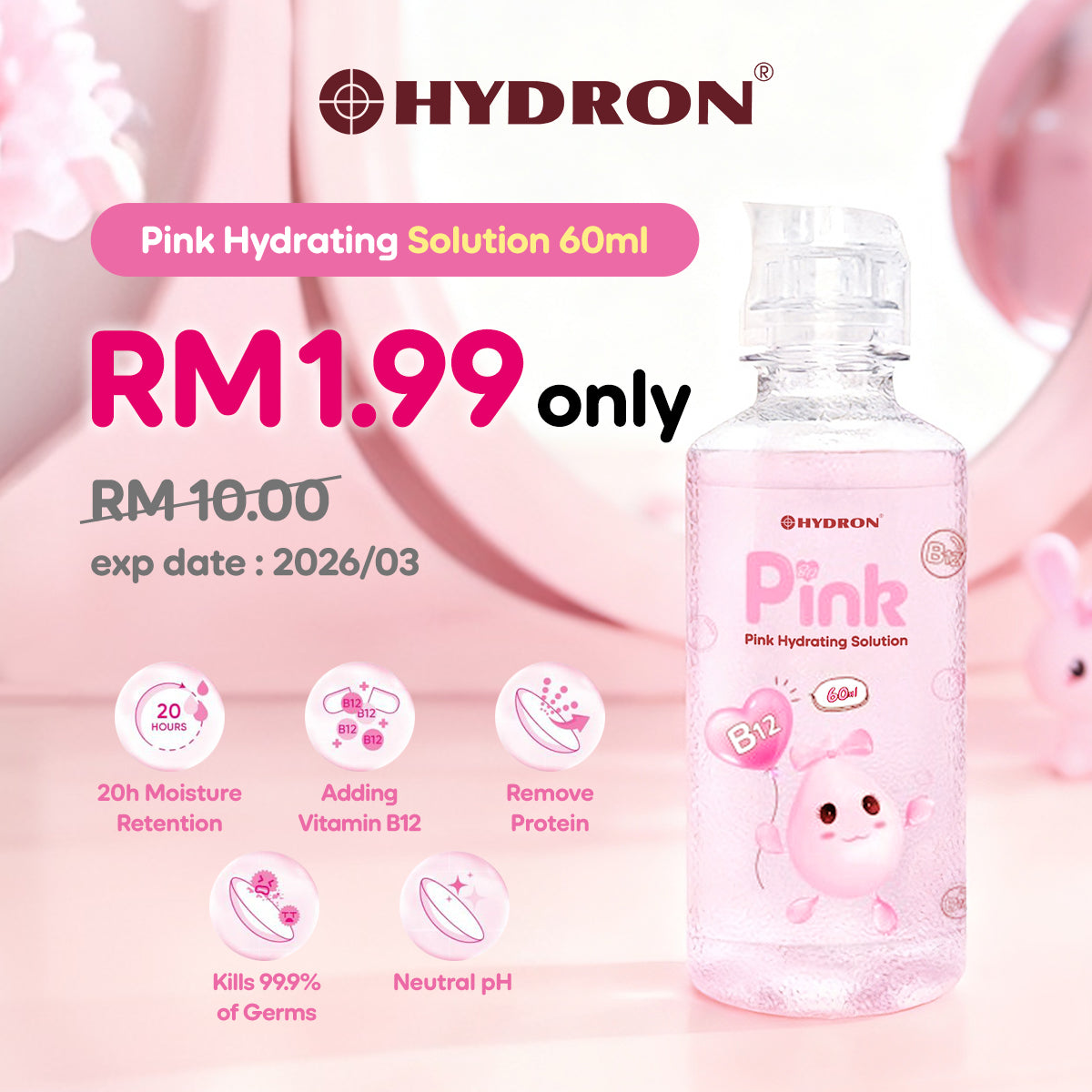 Hydron Pink Hydrating Solution – 60ml (Exp 2026/03)*limit 5 bottle per order
