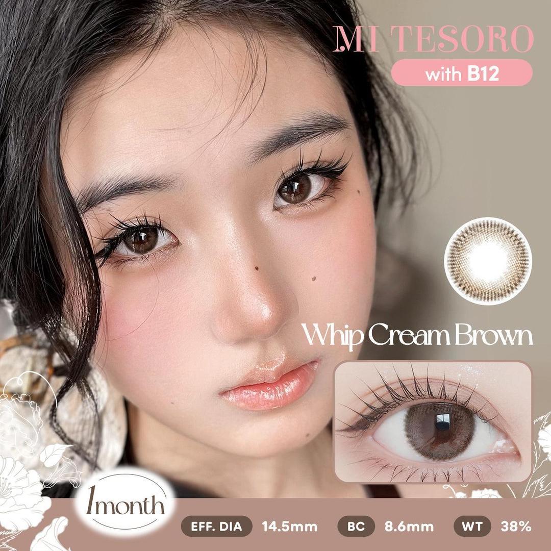 Whip Cream Brown-Mi Tesoro Monthly Color Con 2pcs(Eff dia:14.5mm)