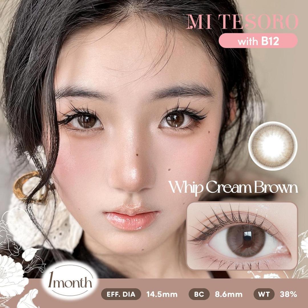 Whip Cream Brown-Mi Tesoro Monthly Color Con 2pcs(Eff dia:14.5mm)