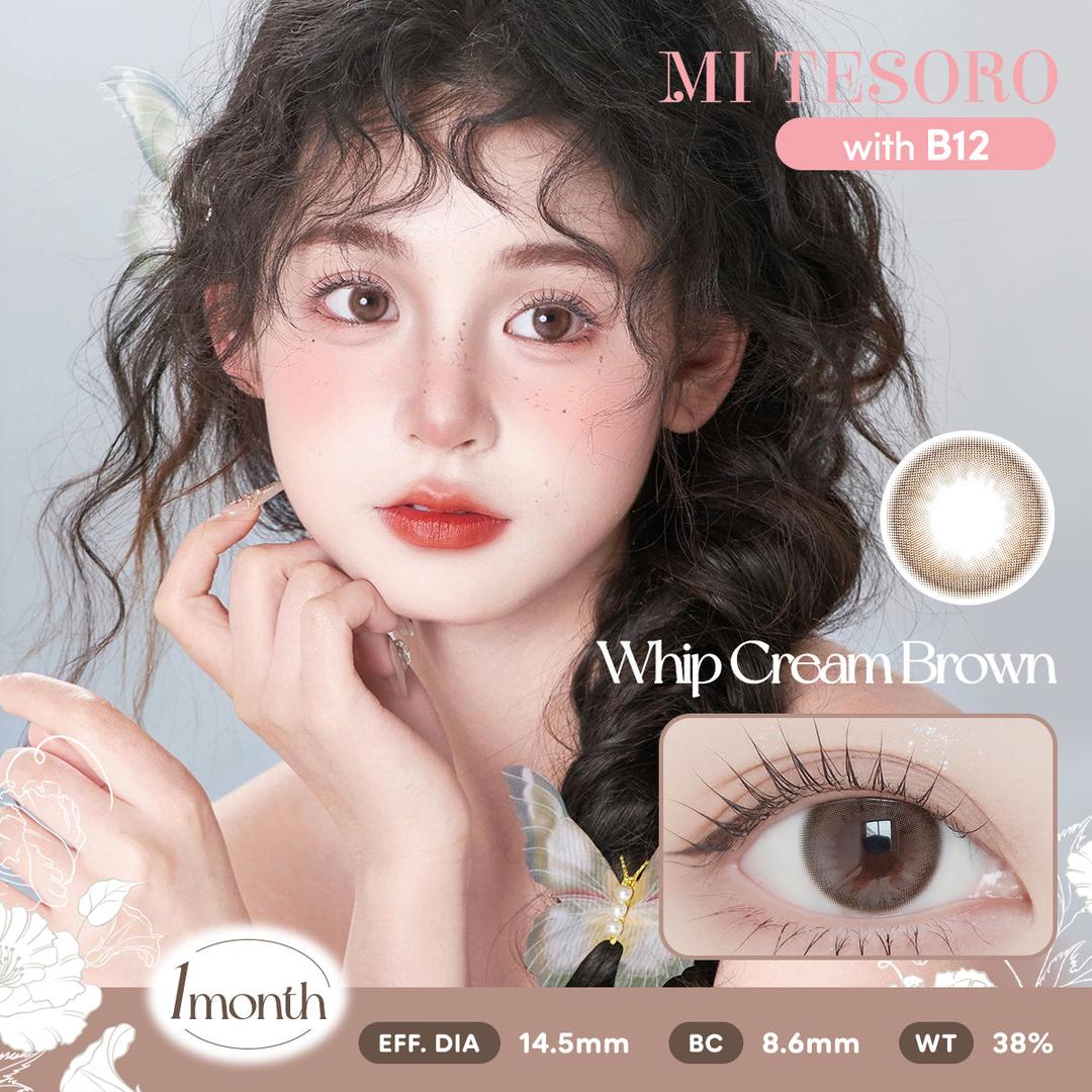 Whip Cream Brown-Mi Tesoro Monthly Color Con 2pcs(Eff dia:14.5mm)