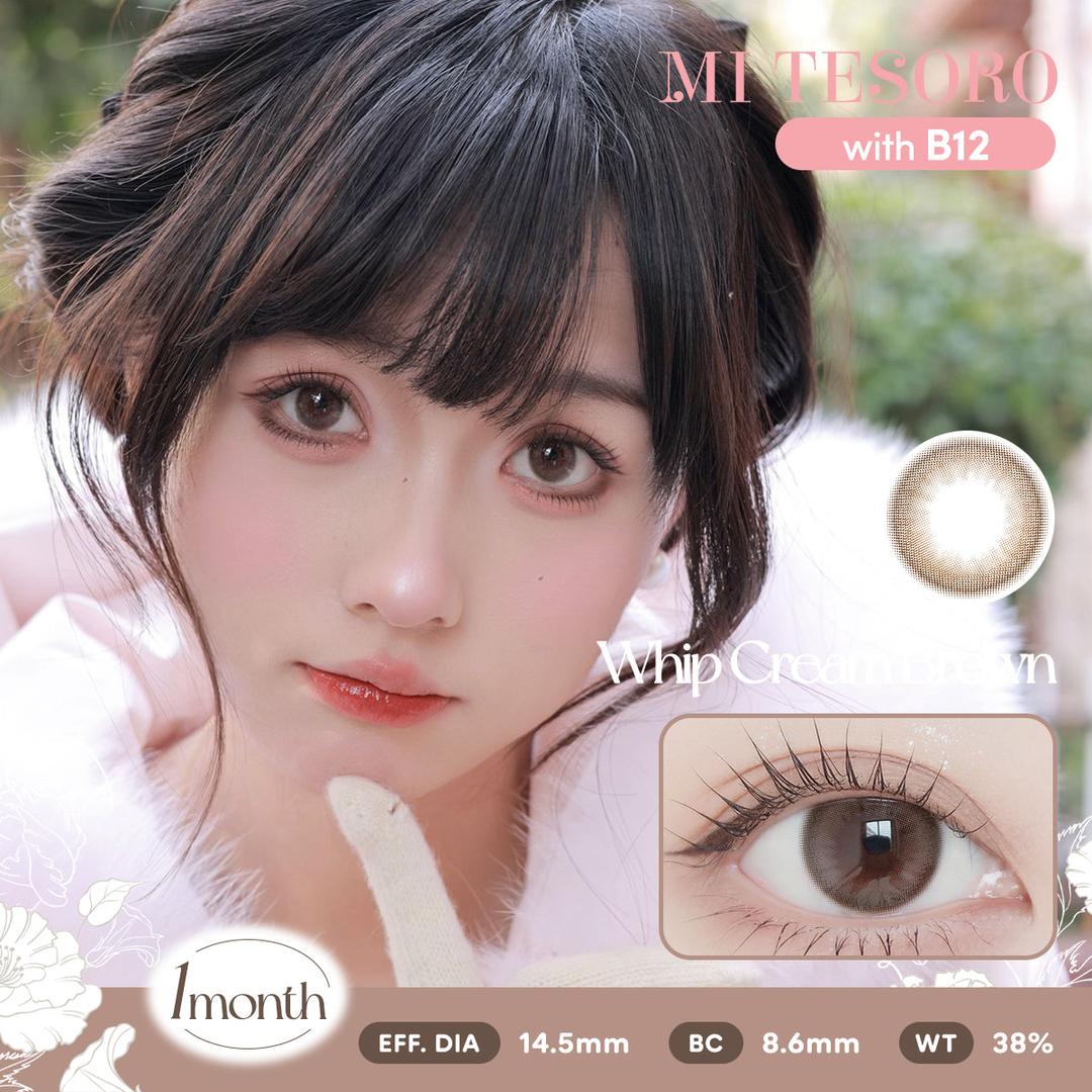Whip Cream Brown-Mi Tesoro Monthly Color Con 2pcs(Eff dia:14.5mm)