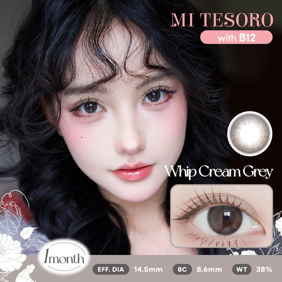 Whip Cream Grey-Mi Tesoro Monthly Color Con 2pcs(Eff dia:14.5mm)