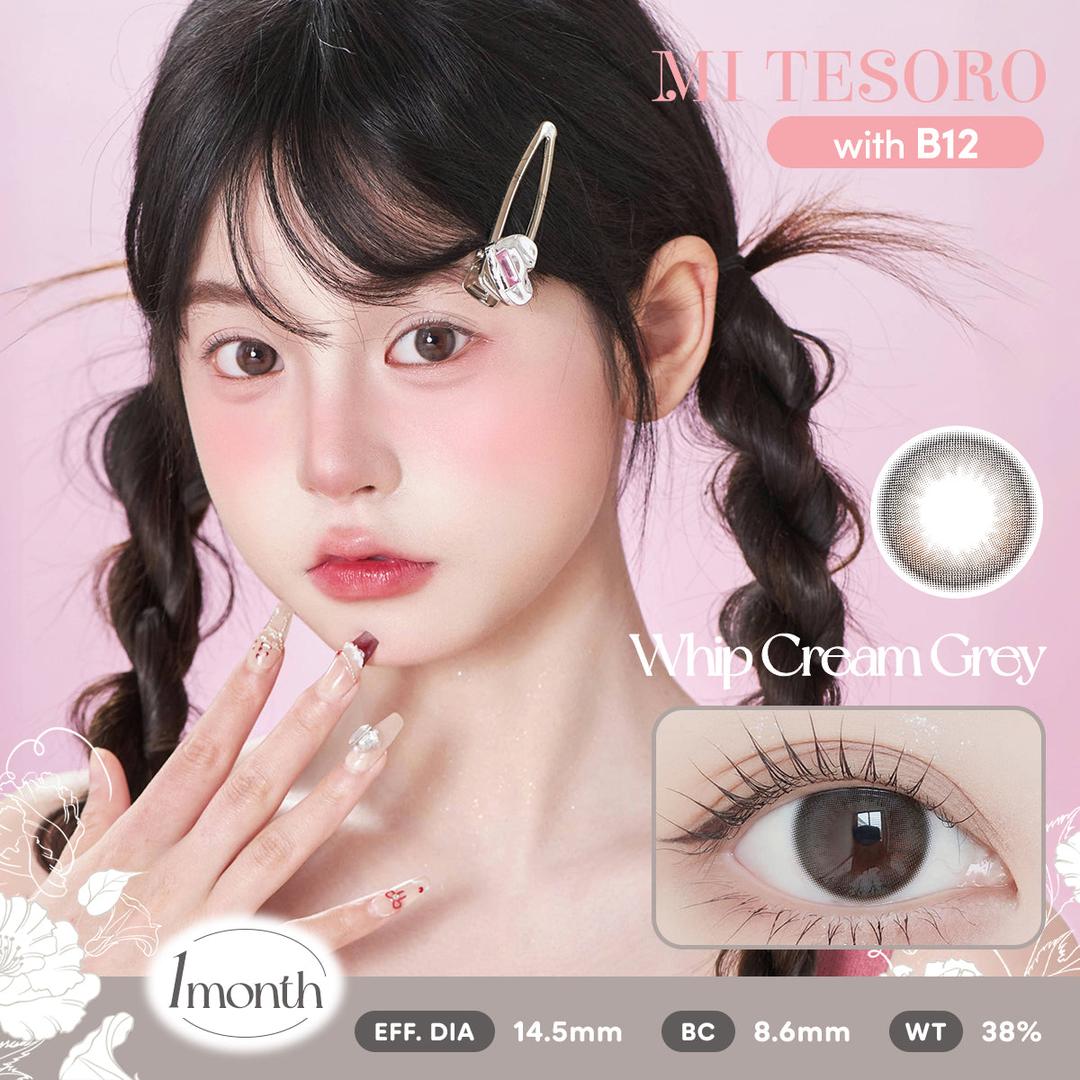 Whip Cream Grey-Mi Tesoro Monthly Color Con 2pcs(Eff dia:14.5mm)