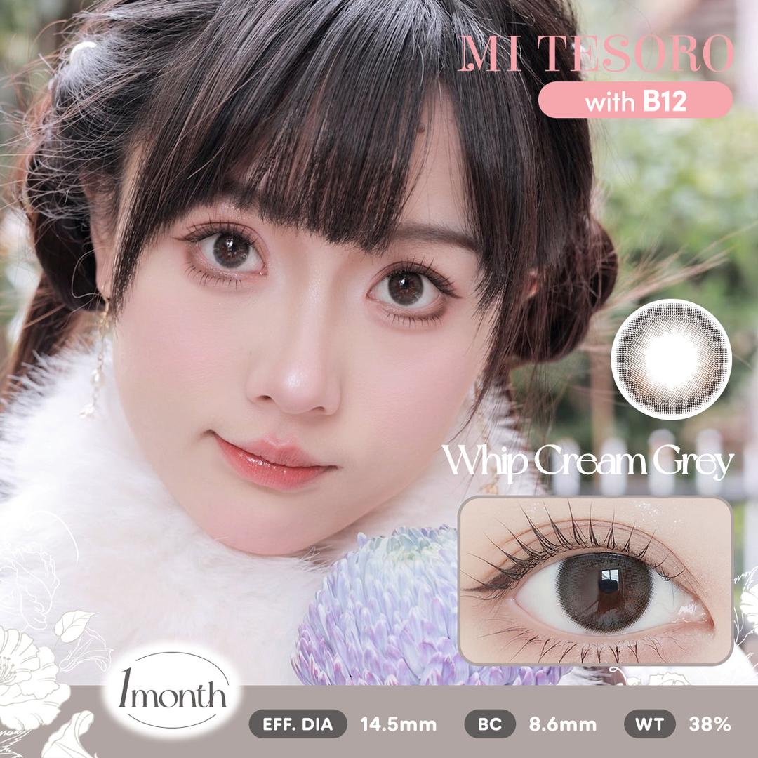Whip Cream Grey-Mi Tesoro Monthly Color Con 2pcs(Eff dia:14.5mm)